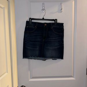 American Eagle Dark Denim Mini Skirt; Size 12 Long